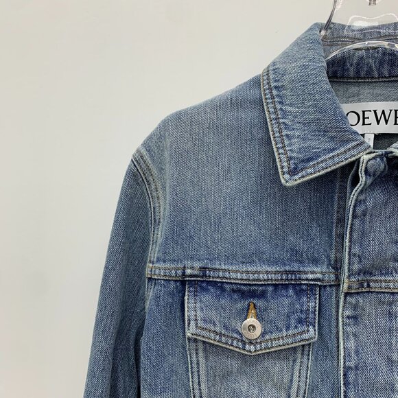 Loewe Womens Blue Cotton Denim Jacket Sz XS Button-Up Long Sleeve Vintage Wash M - Picture 7 of 7
